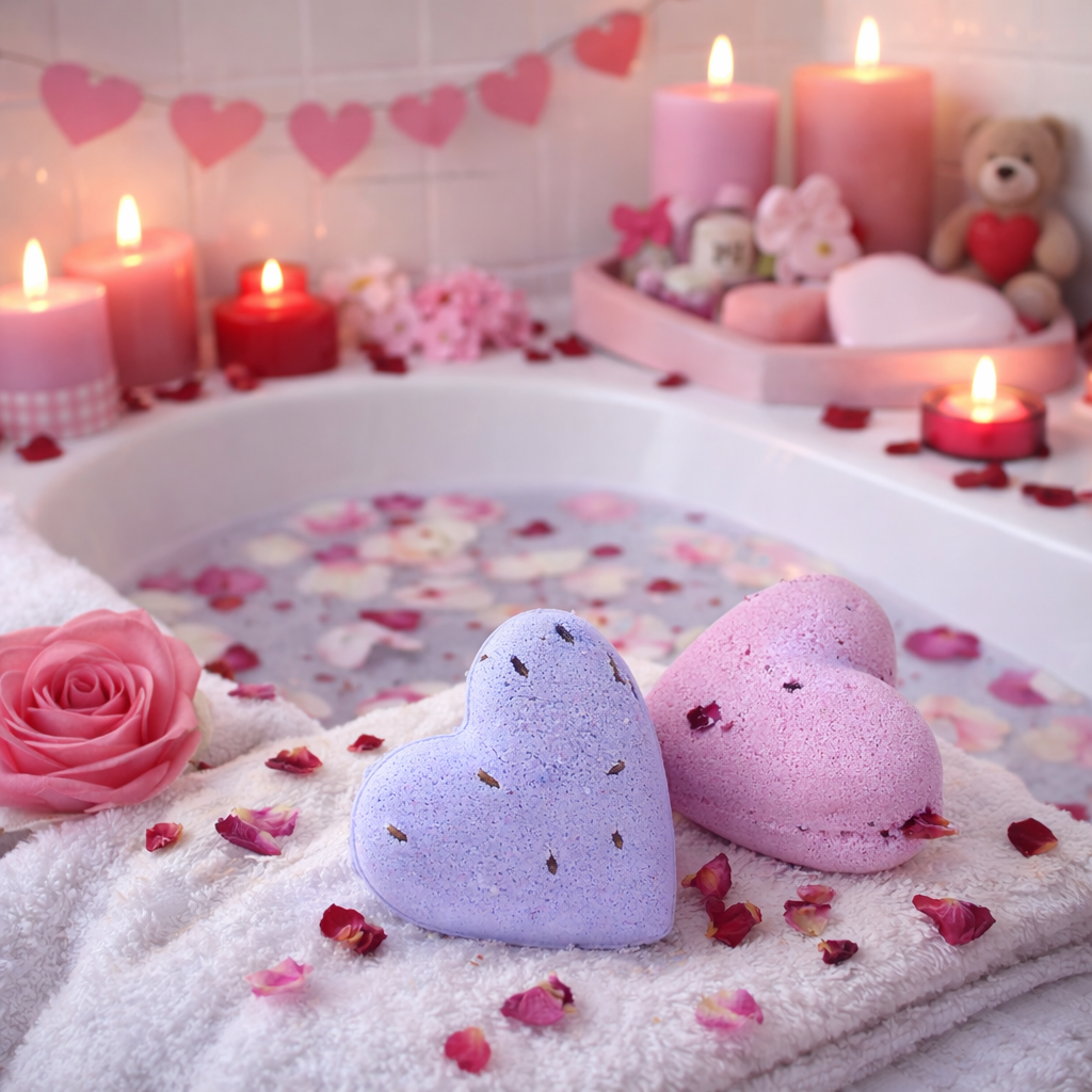 Rose heart bath bomb