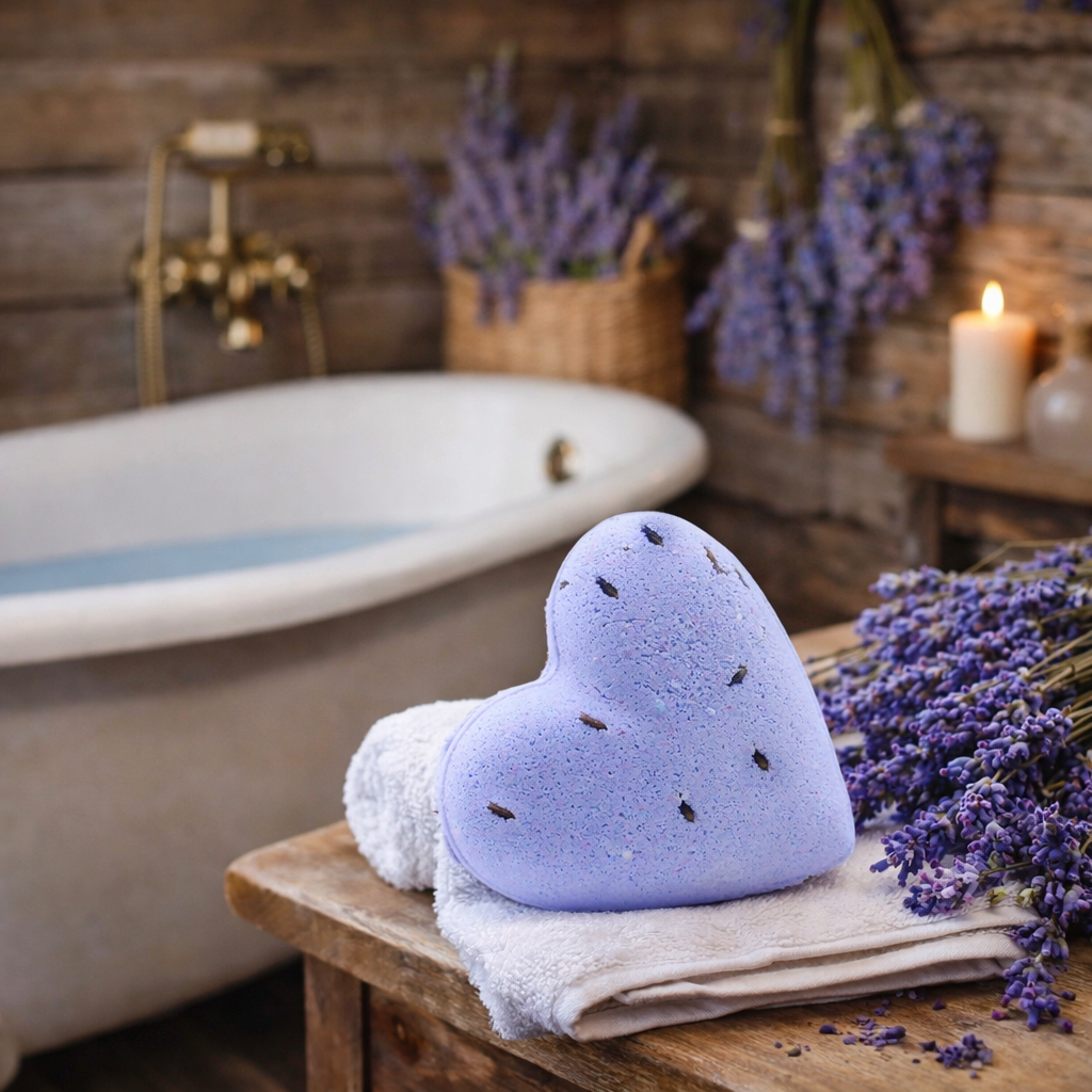 Lavender heart bath bomb